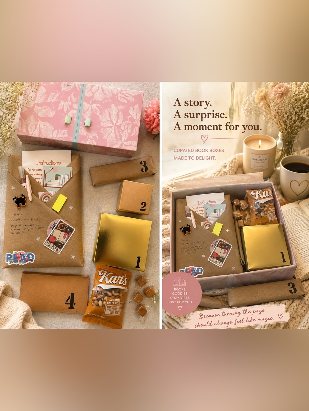 Blind date with a book mystery box turns your book into an event.  Horror Genre